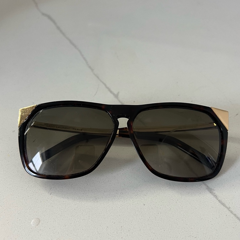 Saint Laurent Metal Framed Sunglasses Tortoise